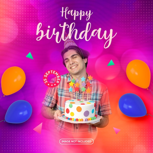 Plantilla de publicación de redes sociales de celebración de cumpleaños