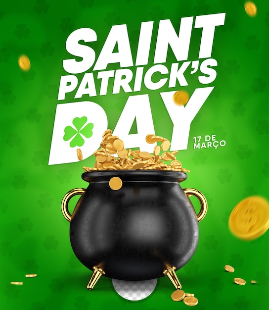 PSD plantilla de publicación de redes sociales de celebración del día de san patricio