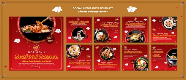 Plantilla de publicación de redes sociales de comida china