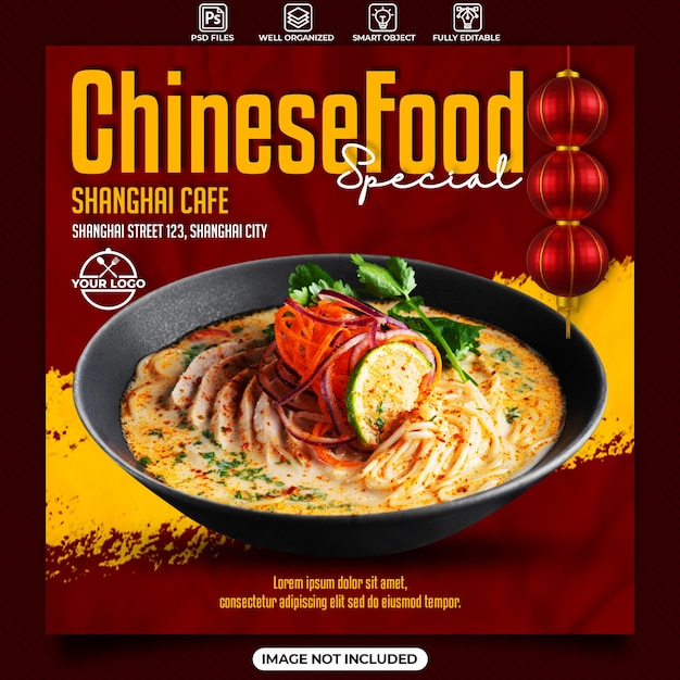 Plantilla de publicación de redes sociales de comida china