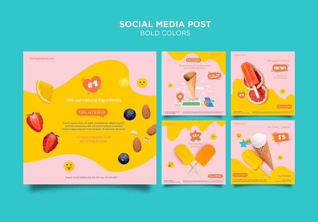 PSD plantilla de publicación de redes sociales de concepto de colores llamativos