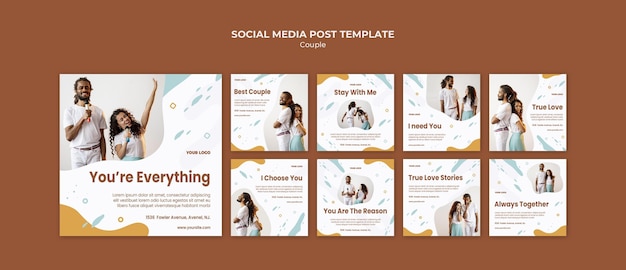 Plantilla de publicación de redes sociales de concepto de pareja