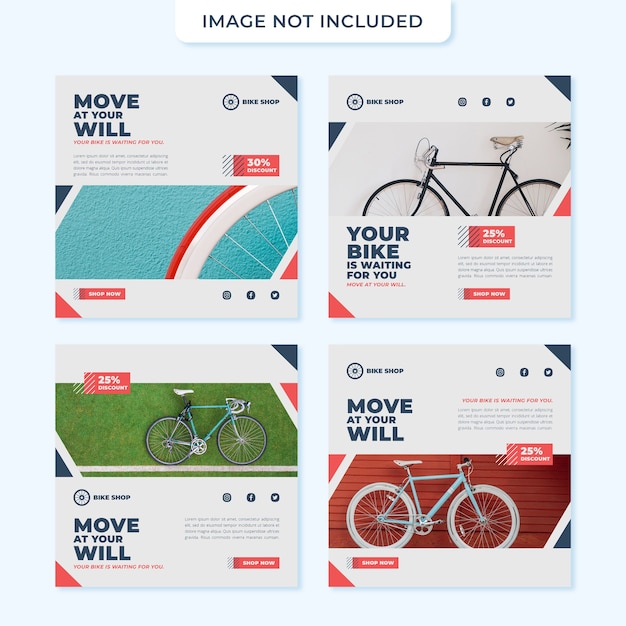 Plantilla de publicación de redes sociales de concepto de tienda de bicicletas