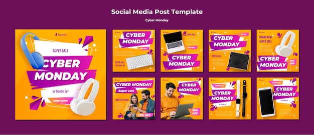 Plantilla de publicación de redes sociales de cyber monday