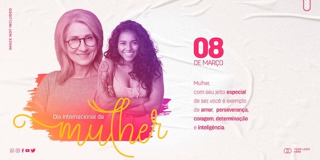 Plantilla de publicación redes sociales día internacional de la mujer 8 de marzo dia internacional da mulher en brasil