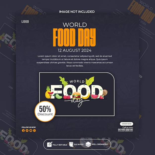 plantilla de publicación en las redes sociales del Día Mundial de la Alimentación