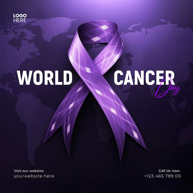PSD plantilla de publicación en las redes sociales para el día mundial de concientización sobre el cáncer