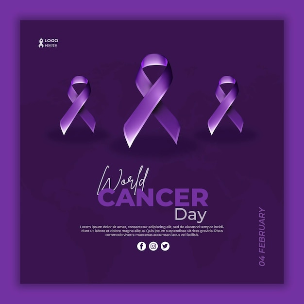 Plantilla de publicación de redes sociales del día mundial de concientización sobre el cáncer