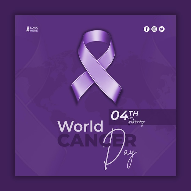 Plantilla de publicación de redes sociales del día mundial de concientización sobre el cáncer