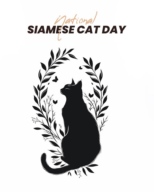 PSD plantilla de publicación en las redes sociales para el día nacional del gato siamés