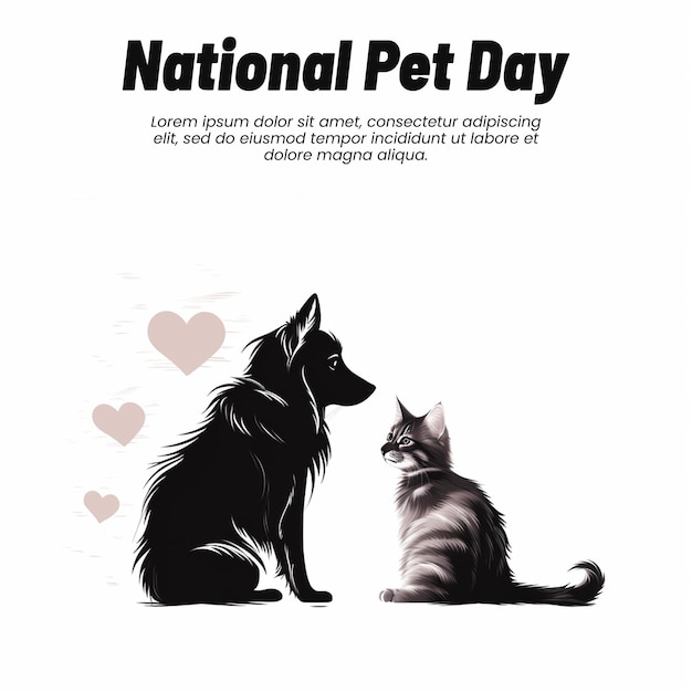 PSD plantilla de publicación en las redes sociales para el día nacional de las mascotas