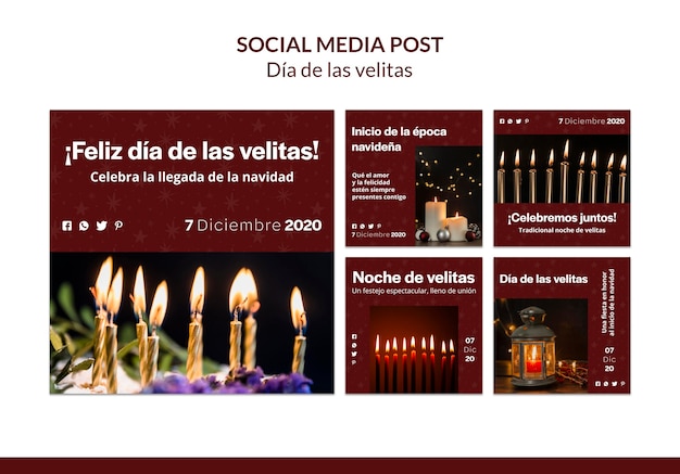 PSD plantilla de publicación de redes sociales de dia de las velitas