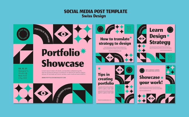 Plantilla de publicación de redes sociales de diseño suizo