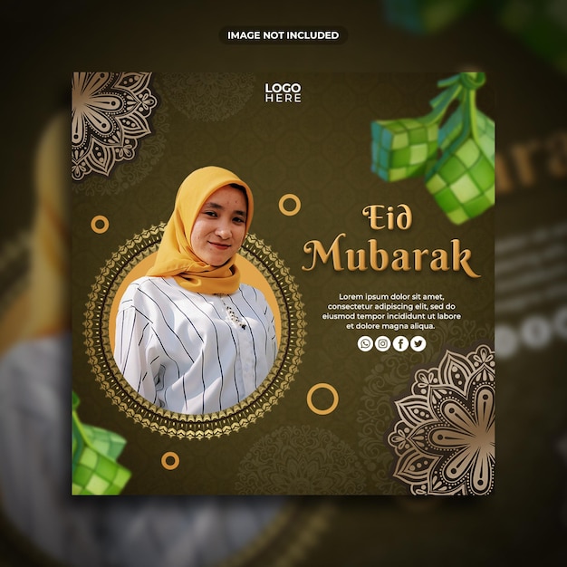 PSD plantilla de publicación de redes sociales de eid mubarak