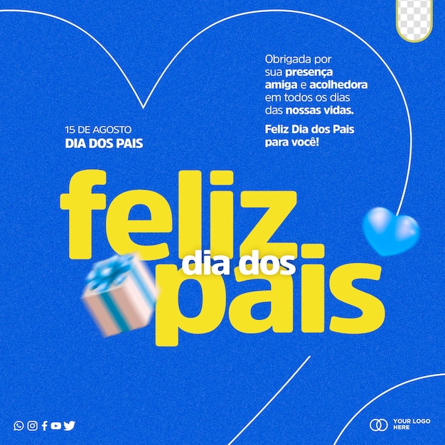 PSD plantilla de publicación redes sociales feliz celebración del día del padre feliz dia dos pais en brasil