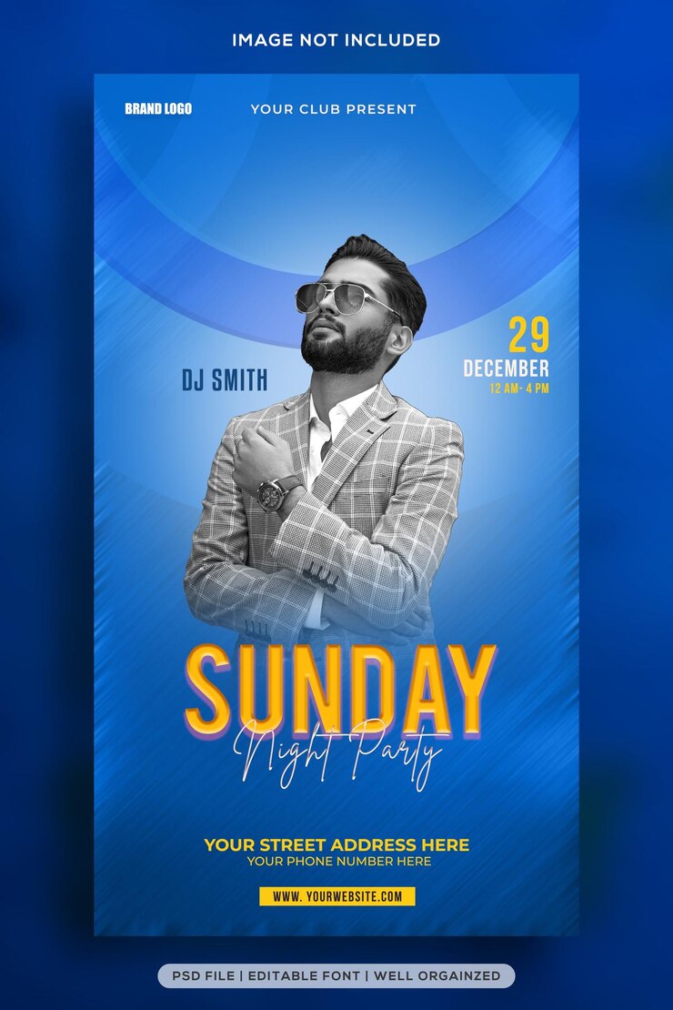 Plantilla de publicación de redes sociales de fiesta del domingo por la noche