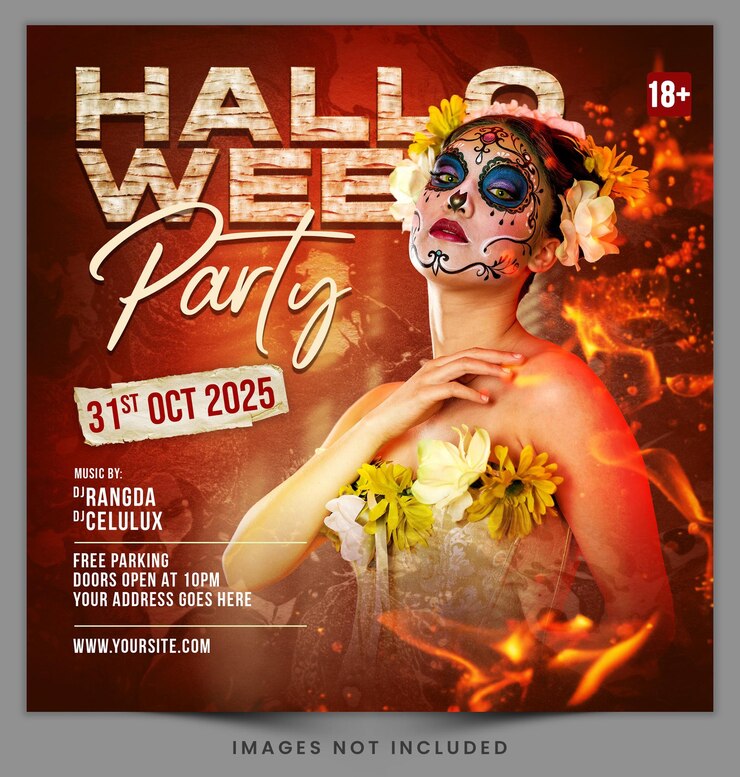 PSD plantilla de publicación en redes sociales de la fiesta de la noche de halloween