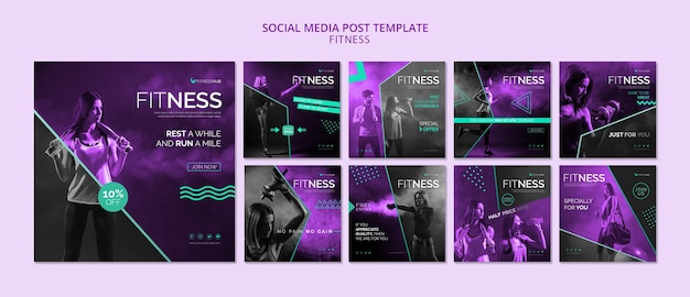 PSD plantilla de publicación de redes sociales de fitness