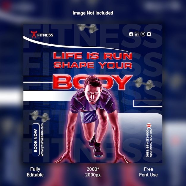 plantilla de publicación de redes sociales de gimnasio y fitness de PSD