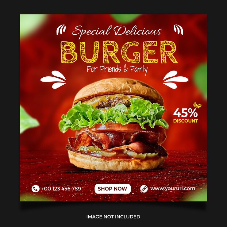Plantilla de publicación de redes sociales de hamburguesa