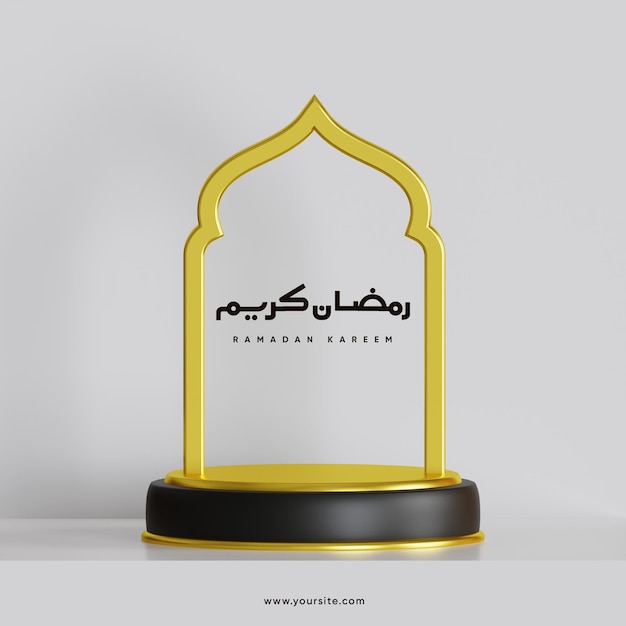 Plantilla de publicación de redes sociales de ilustración 3d eid alfitr podium