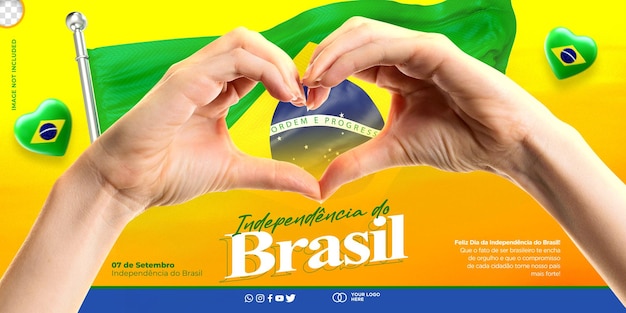 Plantilla de publicación en redes sociales para la independencia de brasil 7 de septiembre en brasil