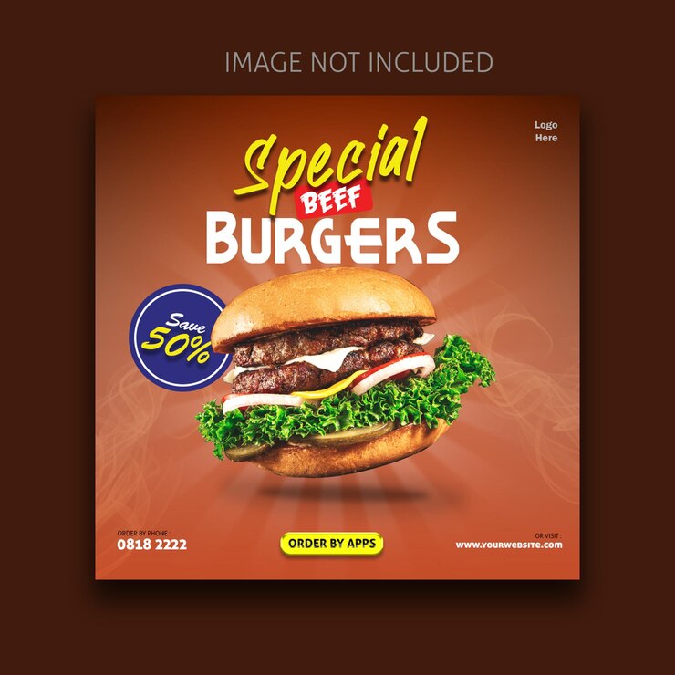 Plantilla de publicación de redes sociales de instagram de hamburguesa PSD gratuito