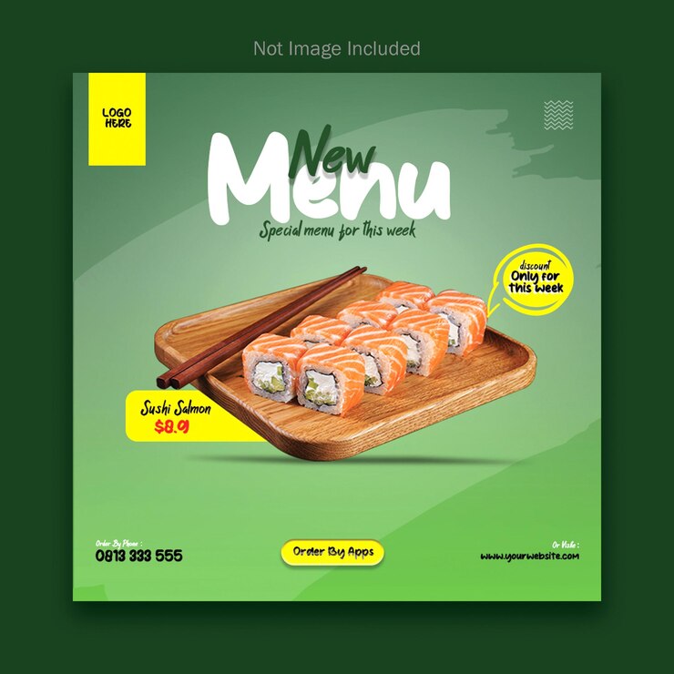 Plantilla de publicación de redes sociales de instagram de sushi PSD gratuito
