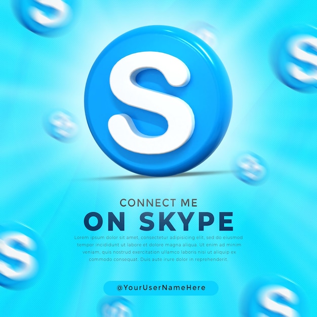 Plantilla de publicación de redes sociales y logotipo brillante de Skype