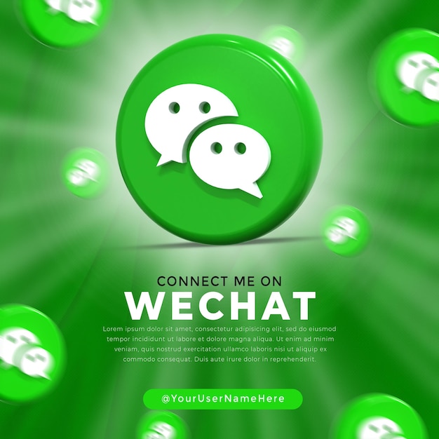 Plantilla de publicación de redes sociales y logotipo brillante de wechat