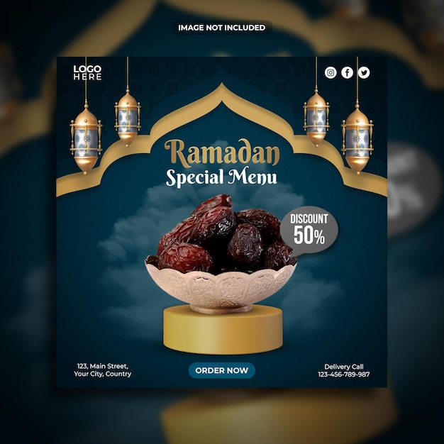 Plantilla de publicación de redes sociales de menú especial de ramadán