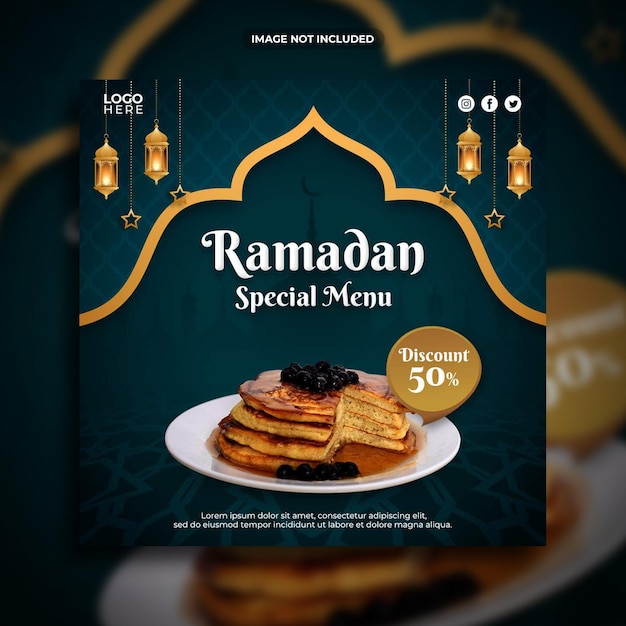 Plantilla de publicación de redes sociales de menú especial de ramadán