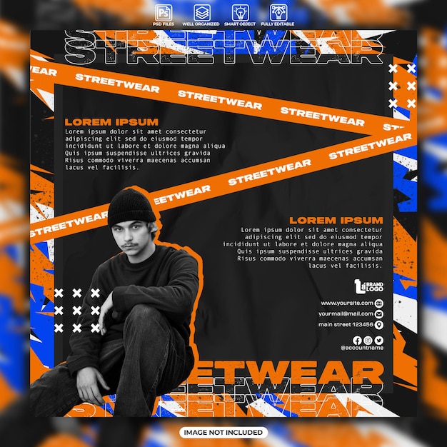 Plantilla de publicación de redes sociales de moda streetwear