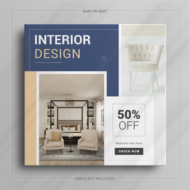 Plantilla de publicación de redes sociales de muebles interiores modernos minimalistas
