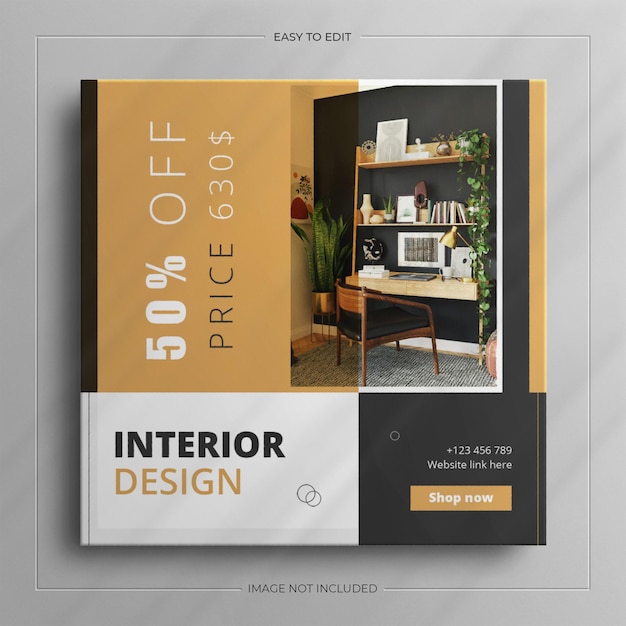 Plantilla de publicación de redes sociales de muebles interiores modernos minimalistas