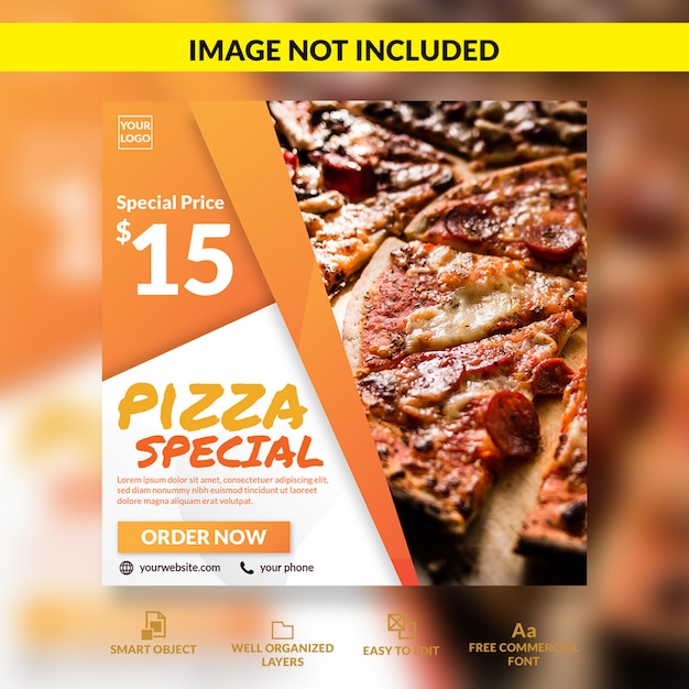 Plantilla de publicación de redes sociales de oferta especial de pizza