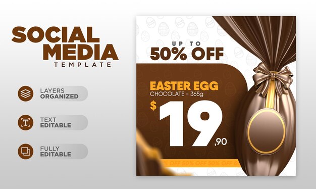 Plantilla de publicación en redes sociales ofertas de promoción de pascua