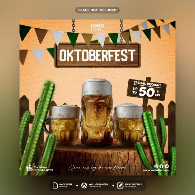 Plantilla de publicación de redes sociales de Oktoberfest