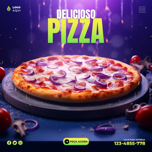 Plantilla de publicación de redes sociales de pizza