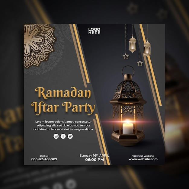 Plantilla de publicación de redes sociales de ramadan iftar party