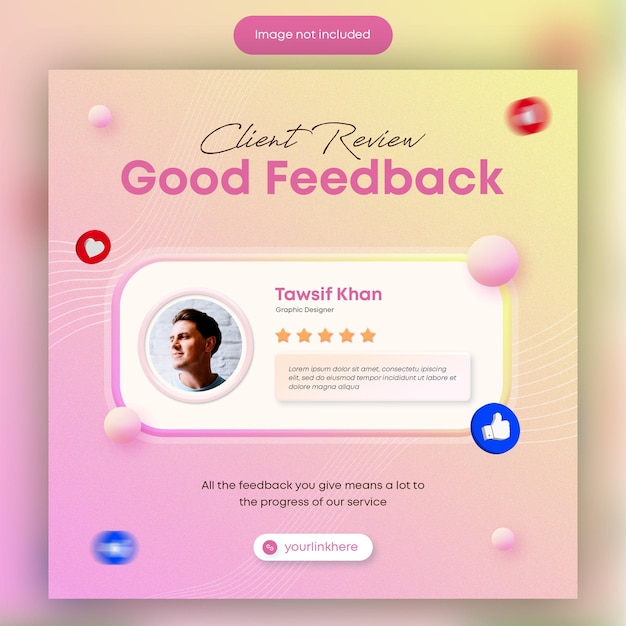 PSD plantilla de publicación de redes sociales de revisión de satisfacción del cliente de concepto creativo