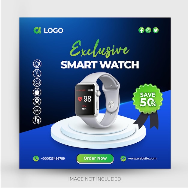 PSD plantilla de publicación de redes sociales smart watch