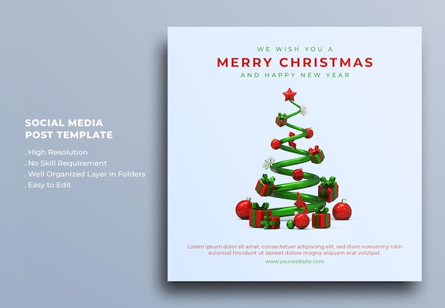 Plantilla de publicación en redes sociales de sorteo de feliz Navidad y feliz año nuevo