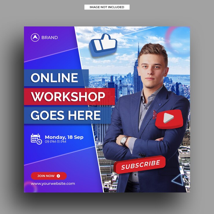 Plantilla de publicación en redes sociales del taller de transmisión en vivo