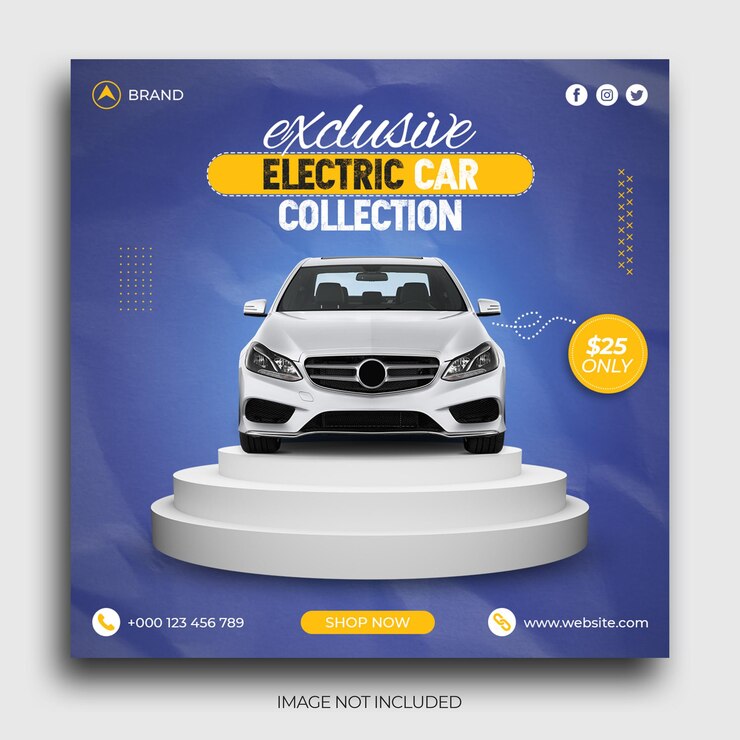 Plantilla de publicación de redes sociales de venta de autos eléctricos