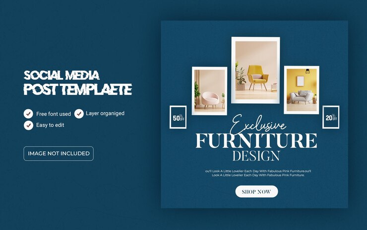 Plantilla de publicación de redes sociales de venta de muebles de lujo