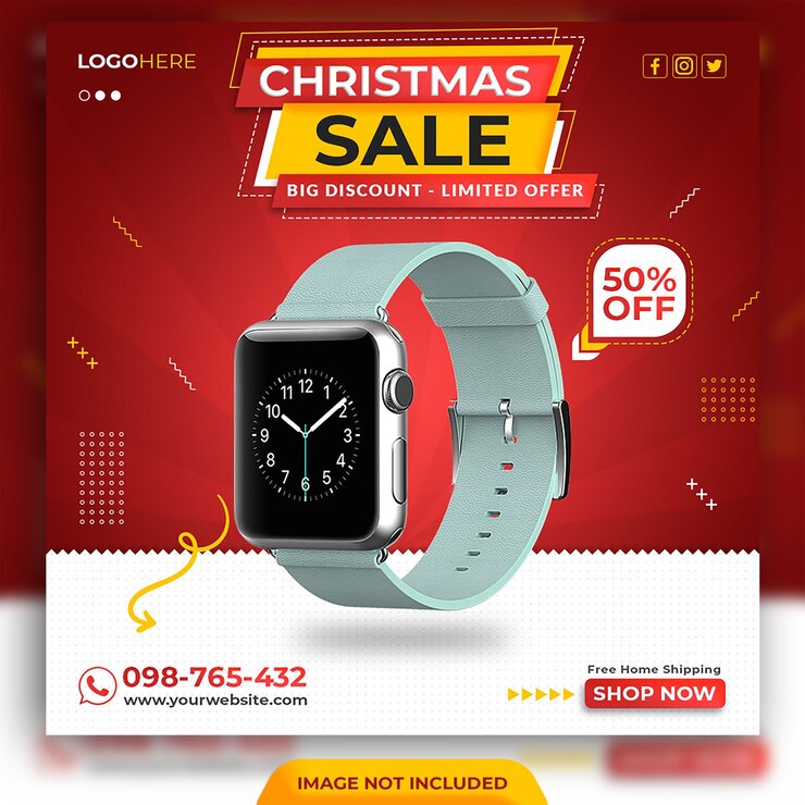 Plantilla de publicación de redes sociales de venta de navidad