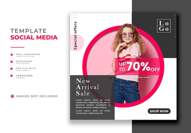 Plantilla de publicación de redes sociales de venta de oferta de moda Plantilla de publicación de marketing de moda