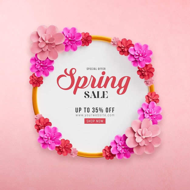 Plantilla de publicación de redes sociales de venta de primavera con hermosas flores