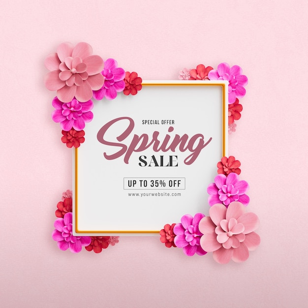 Plantilla de publicación de redes sociales de venta de primavera con hermosas flores